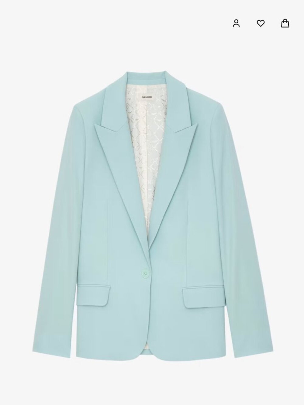 Zadig & Voltaire Voyage Crepe Blazer Celadon Green FR42 (US XL 10/12) NWT